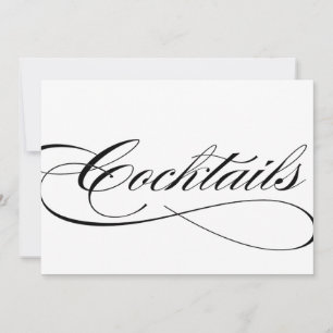 Cocktails Hochzeitsempfangsschild schöne Schrift Einladung