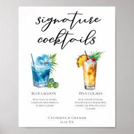 Cocktails Hochzeitsmenü für Beach Signature Poster