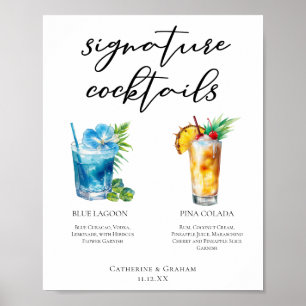 Cocktails Hochzeitsmenü für Beach Signature Poster