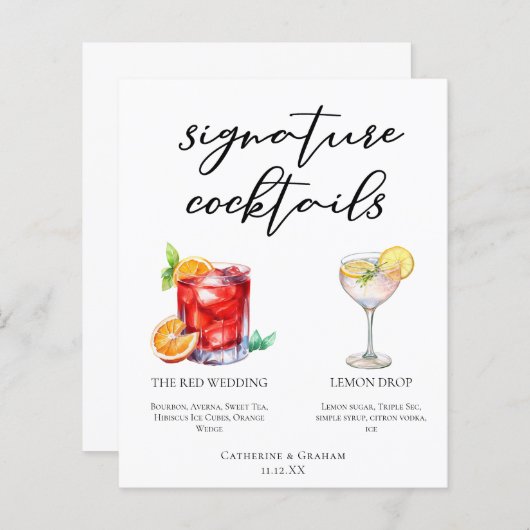 Cocktails Hochzeitsmenü mit süßen Signaturen (Vorne/Hinten)