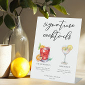 Cocktails Hochzeitsmenü mit süßen Signaturen Sockelschild