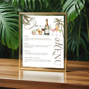 Cocktails Hochzeitsmenü mit tropischer Wasserfarbe Poster