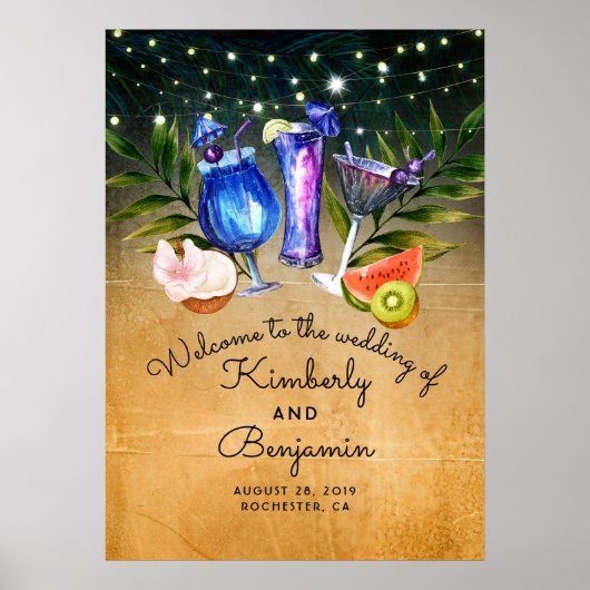 Cocktails Hochzeitsschreiben Poster (Vorne)