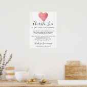 Cocktails Hochzeitssignatur des Roten Herzens Poster (Küche)