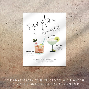 Cocktails Hochzeitssignatur Getränke signieren Poster