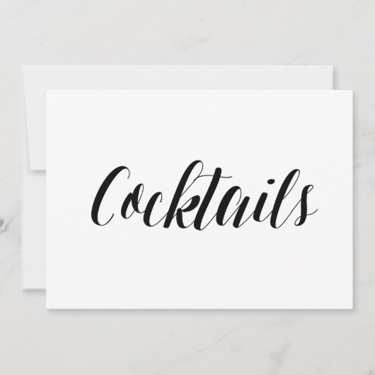"Cocktails" Hochzeitszeichen im kalligraphischen S Einladung (Vorderseite)