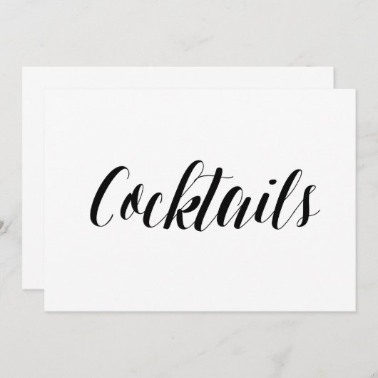 "Cocktails" Hochzeitszeichen im kalligraphischen S Einladung (Vorne/Hinten)