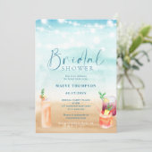 Cocktails im Sommer Brautparty an Strandketten Einladung (Stehend Vorderseite)