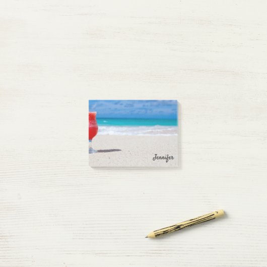 Cocktails im Zuhause-Office des Beach DIY Post-it Klebezettel (Auf Schreibtisch)