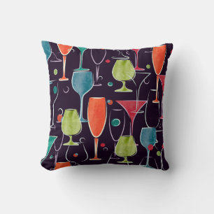 Cocktails in Aquarellfarbe, farbenfrohe Vintage Mu Kissen