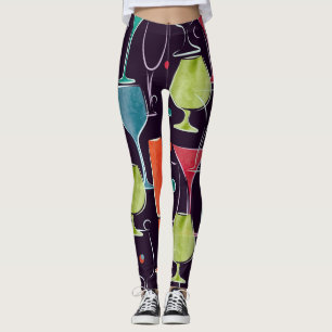 Cocktails in Aquarellfarbe, farbenfrohe Vintage Mu Leggings