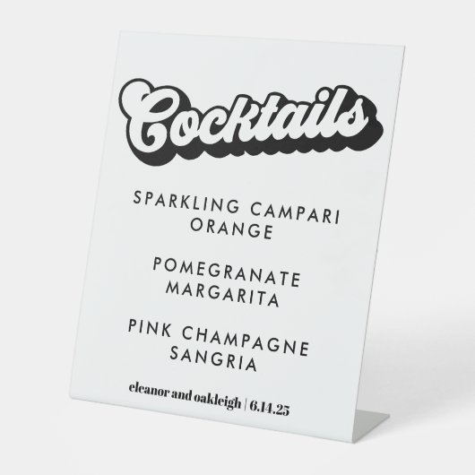 Cocktails in Schwarz und Weiß Sockelschild (Vorderseite)