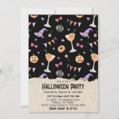 Cocktails Jack-o-Laternen Hexenhut Halloween Einladung (Vorderseite)