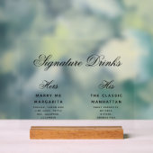 Cocktails - Kalligraphie der Hochzeitstifte Acrylschild (Neutral)