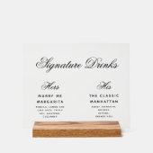 Cocktails - Kalligraphie der Hochzeitstifte Acrylschild (Vorderseite)