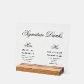 Cocktails - Kalligraphie der Hochzeitstifte Acrylschild (Winkel)