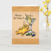 Cocktails & Kätzchen Cartoon Geburtstagskarte Karte (Gelbe Blume)