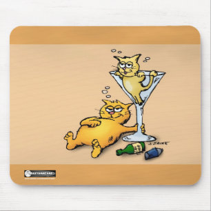 Cocktails & Kittens Gold Cartoon-Mauspad Mousepad