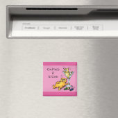Cocktails & Kittens Pink Cartoon Magnet (In Situ (Geschirrspüler))