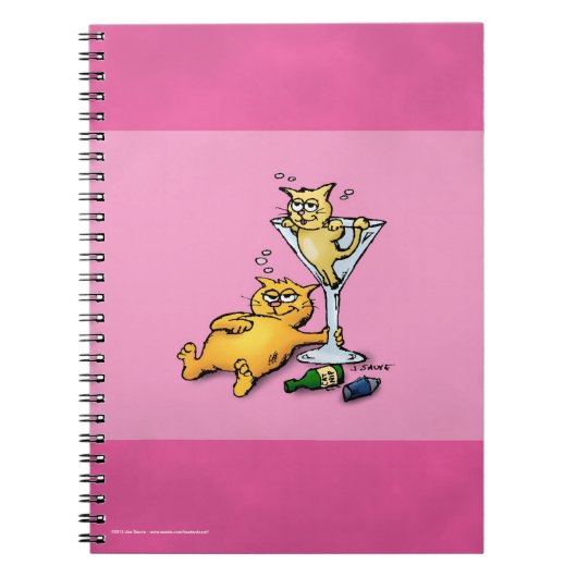 Cocktails & KIttens Pink Cartoon Notebook Notizblock (Vorderseite)