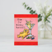 Cocktails & Kittens Urlaub Spirituosen Postkarte (Stehend Vorderseite)