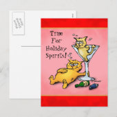 Cocktails & Kittens Urlaub Spirituosen Postkarte (Vorne/Hinten)