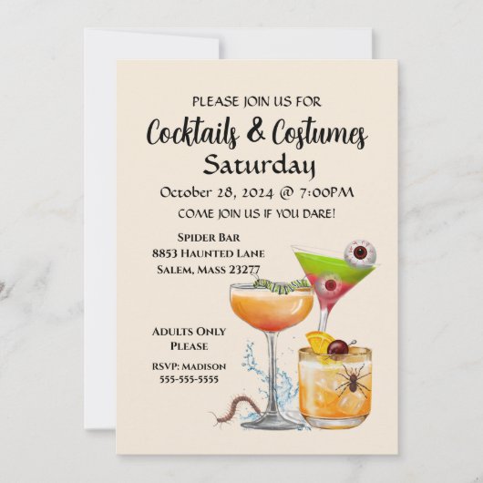 Cocktails & Kostüme Einladung (Vorderseite)