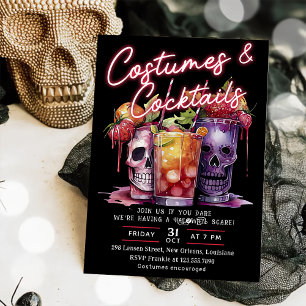 Cocktails & Kostüme Totenkopf Erwachsene Halloween Einladung