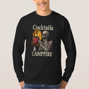 Cocktails & Lagerfeuer Vintage Camping Totenkopf S T-Shirt
