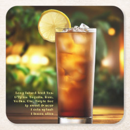 Cocktails Long Island Iced Tee/Recipe 01 Rechteckiger Pappuntersetzer