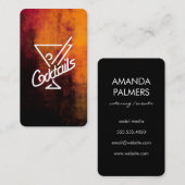 Cocktails Martini | Orange Schwarze Textur Visitenkarte (Vorne/Hinten)