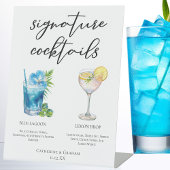 Cocktails-Menü auf der Hochzeitsfeier Sockelschild