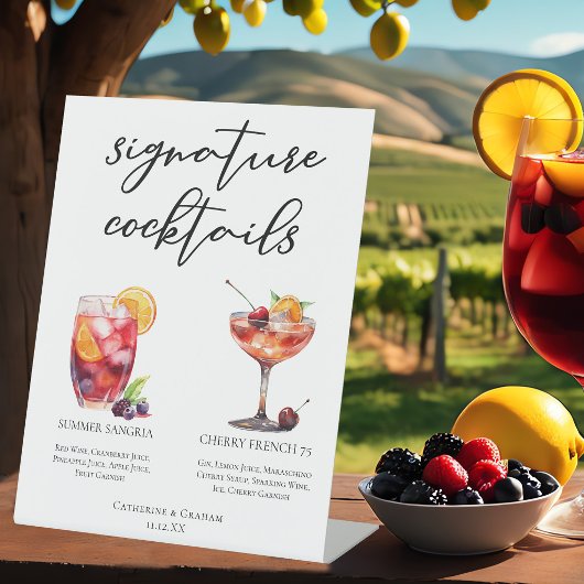 Cocktails-Menü für Fruchtauftritte Sockelschild