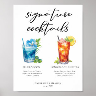 Cocktails-Menü für Hochzeiten am Strand Poster