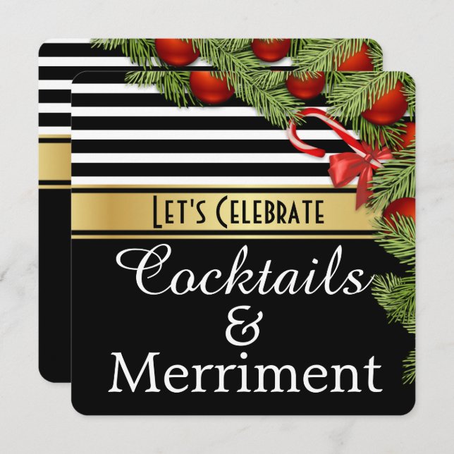 "Cocktails & Merriment" Einladung zur Feier (Vorne/Hinten)