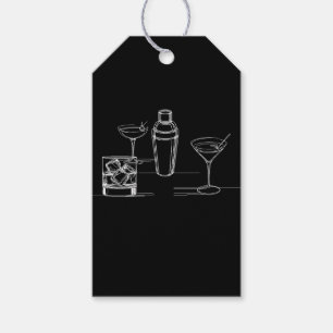Cocktails Minimal Modern Schwarz-Weiß-Party Geschenkanhänger