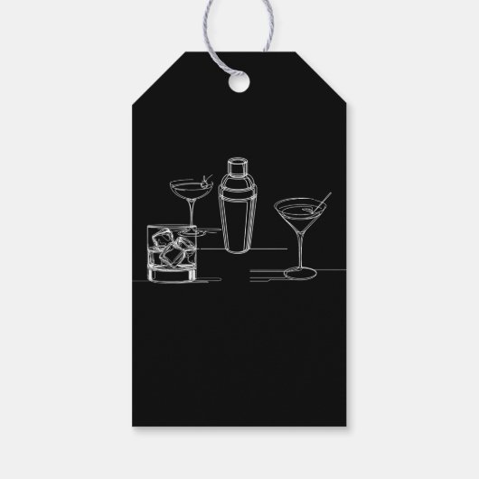 Cocktails Minimal Modernes Schwarz-Weiß-Party Geschenkanhänger (Rückseite)