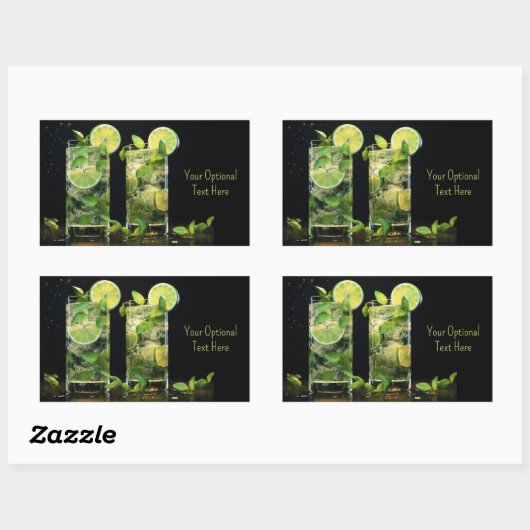 Cocktails mit benutzerdefiniertem Text Rechteckiger Aufkleber (Blatt)