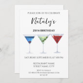 Cocktails mit bunten Cocktails Einladung (Vorne/Hinten)