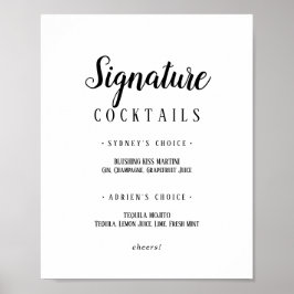 Cocktails mit einfacher Minimalistischer Signatur  Poster