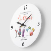 Cocktails mit personalisiertem Namen Große Wanduhr (Winkel)