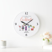 Cocktails mit personalisiertem Namen Große Wanduhr (Zuhause)