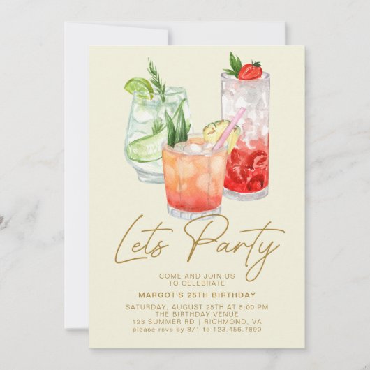 Cocktails | Modernes Einfaches Erwachsenenalter zu Einladung (Vorderseite)