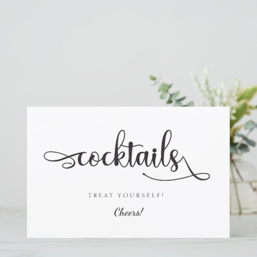 "Cocktails" Modernes Schwarz-Weiß-Zeichen (Stehend Vorderseite)