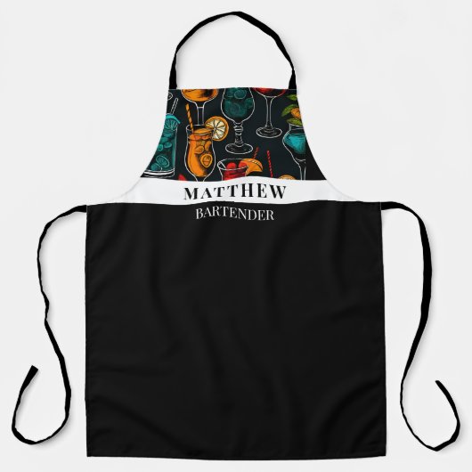 Cocktails Muster Beruflicher Barkeeper Schürze (Vorderseite)