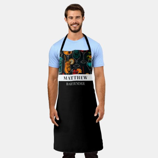 Cocktails Muster Beruflicher Barkeeper Schürze (Getragen)