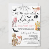 Cocktails Night Sips About to Go Down Halloween Einladung (Vorderseite)