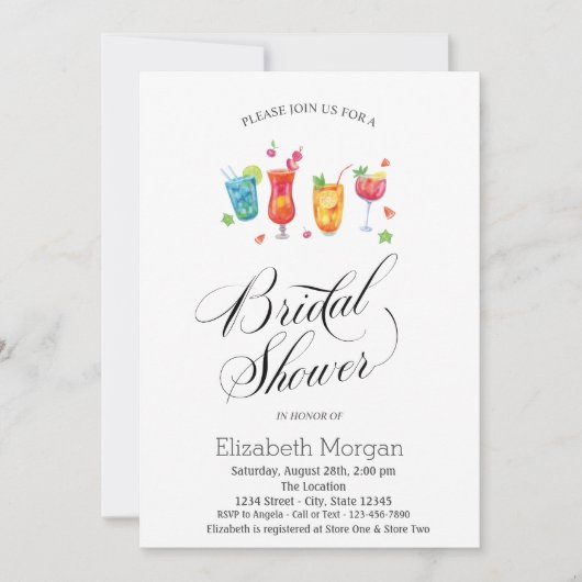 Cocktails Obst Brautparty Einladung (Vorderseite)