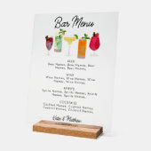 Cocktails & Party Bar Drinks Hochzeitsmenü Acrylschild (Winkel)
