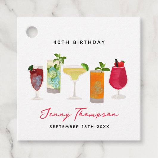 Cocktails Party Drinks Geburtstagsparty Geschenkanhänger (Vorderseite)